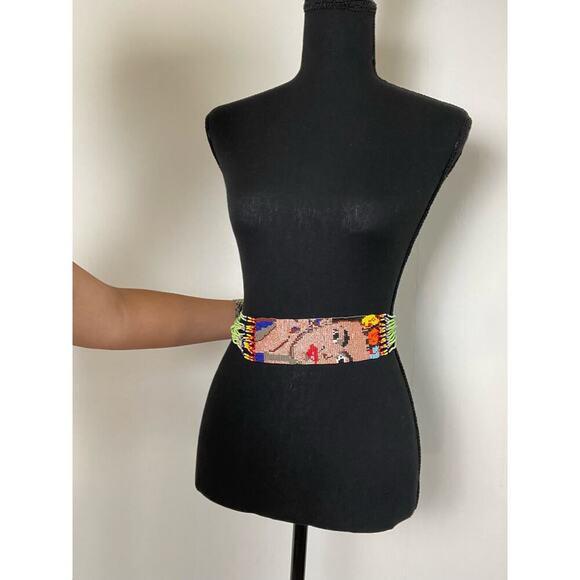 NEW Hand Made Frida Kahlo Beaded Versatile Long Necklace or Belt Multicolor 36in - Picture 6 of 9